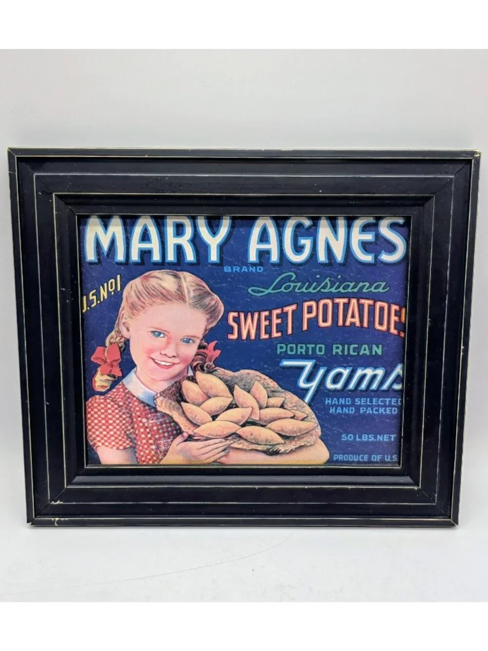 Mary Agnes Sweet Potato Yams Vintage Retro Framed Art Print Farmhouse 11x13